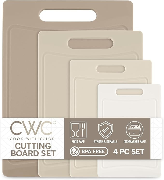 COOK WITH COLOR Non-Slip Cutting Board Set – Kitchen Essentials with Easy Grip Handle for Meat,... | Amazon (US)