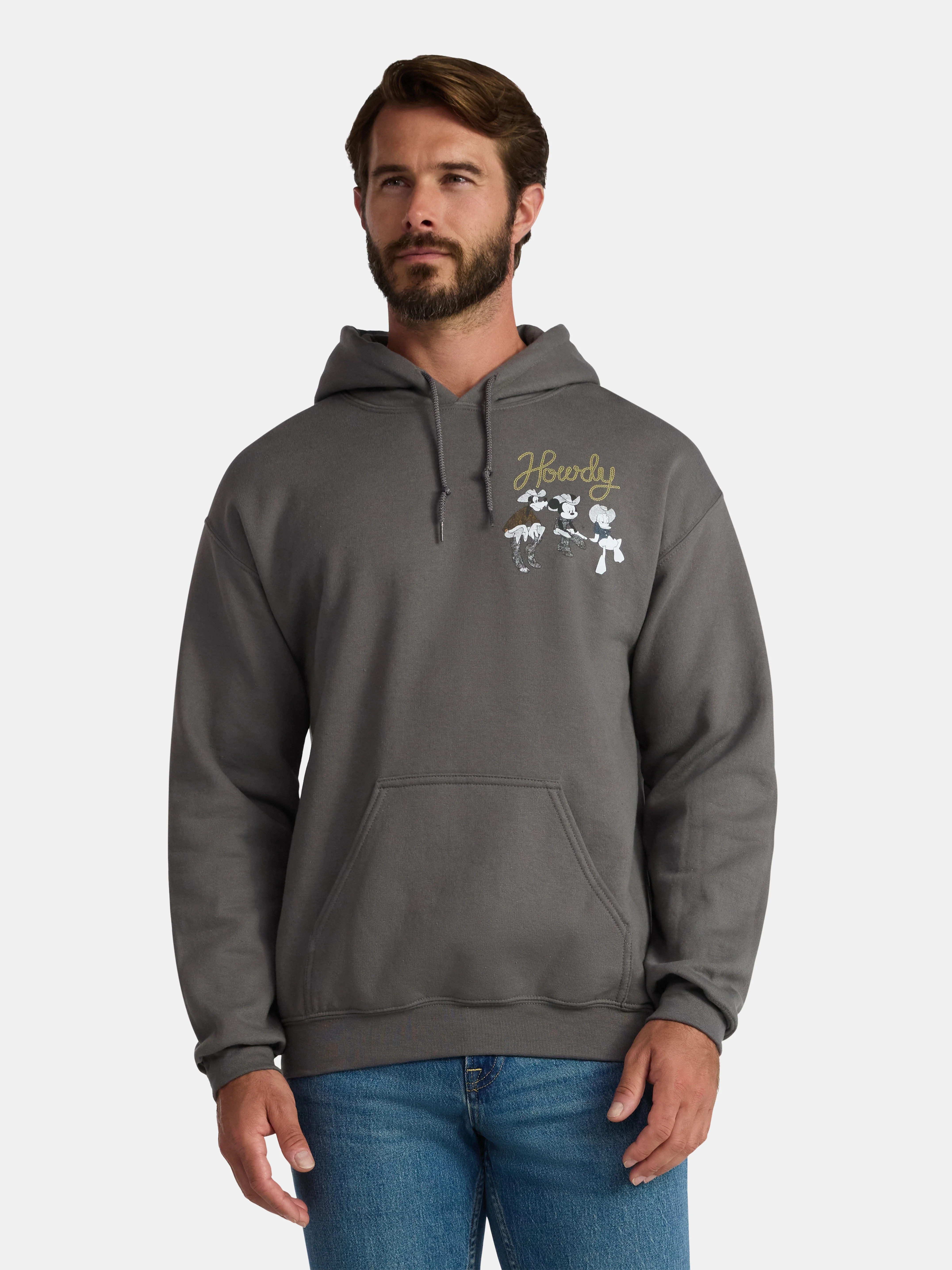 Disney Mickey Mouse Men's and Big Men's Wild Crew Graphic Fleece Hoodie, Sizes S-3XL | Walmart (US)