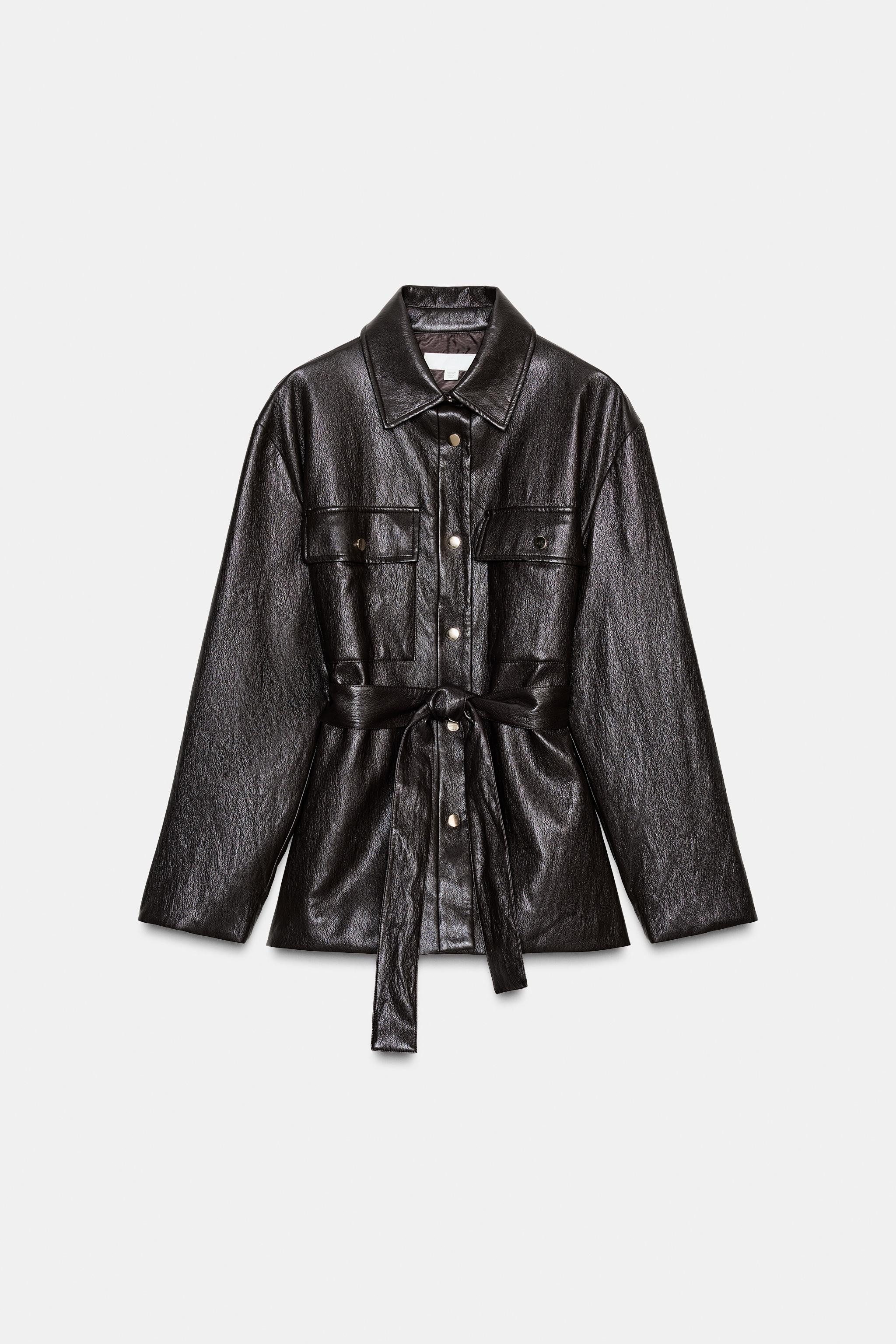 FAUX LEATHER LONG BELTED JACKET | Zara US