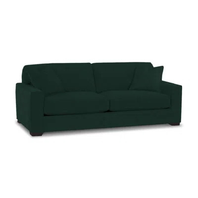 Fernand 89" Square Arm Sofa Latitude Run Fabric: Pine Green Velvet, Leg Color: Espresso | Wayfair North America