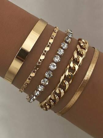5 Stücke minimalistisches Damen Mode vielseitiges Armband Set für den Sommer | SHEIN