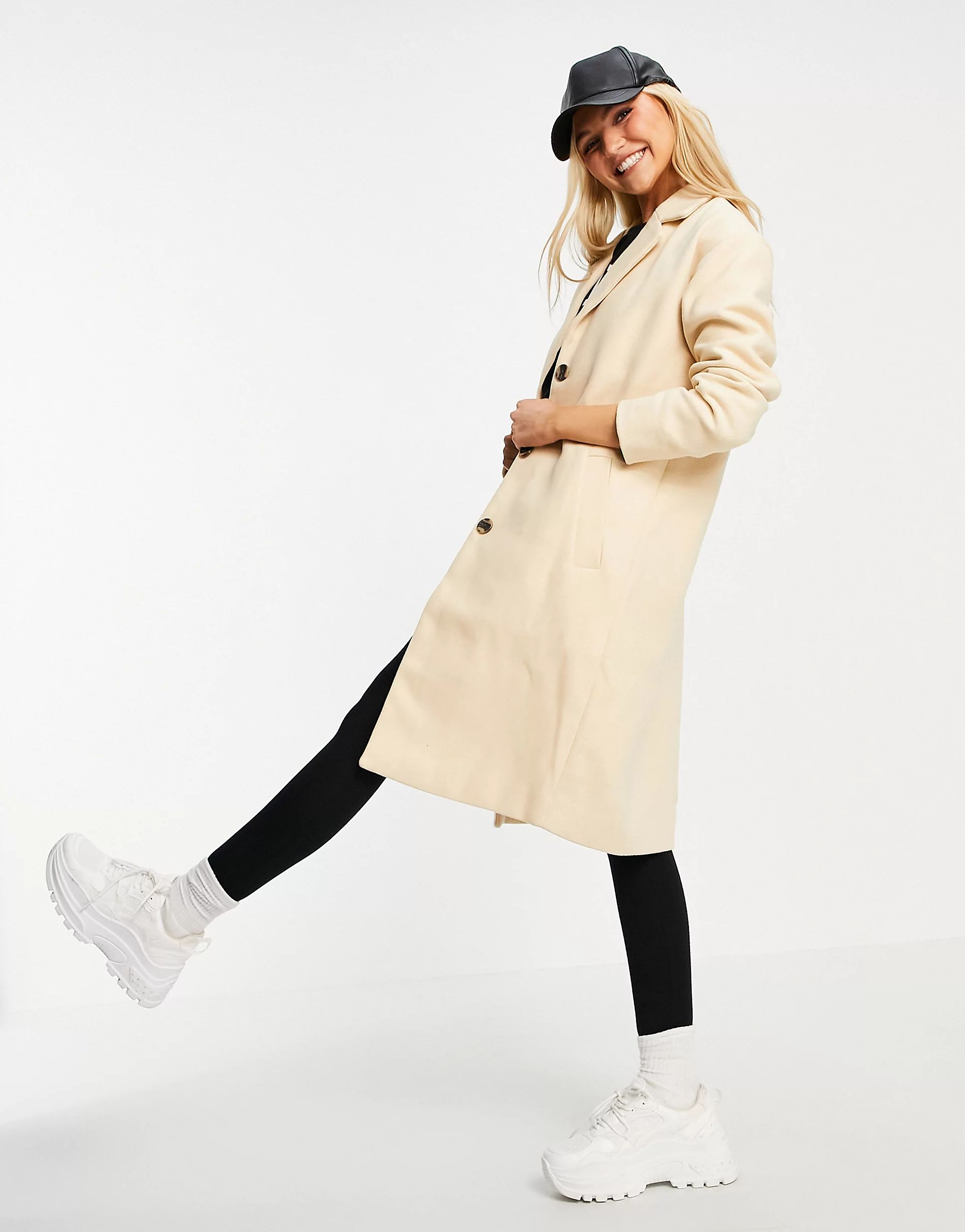 Pieces Alice wool blend coat in beige | ASOS (Global)