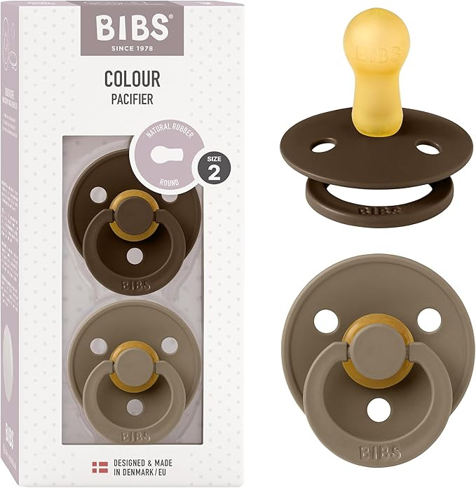 Bibs Colour Pacifier 2-Pack | BPA Free Soother, Round Nipple. Natural Rubber Latex, | Amazon (US)
