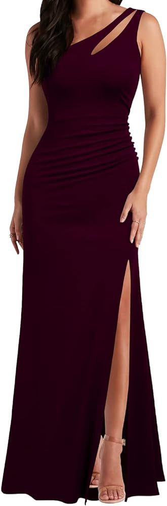 WOOSEA Women's One Shoulder Sleeveless Split Bodycon Mermaid Evening Cocktail Long Dress | Amazon (US)