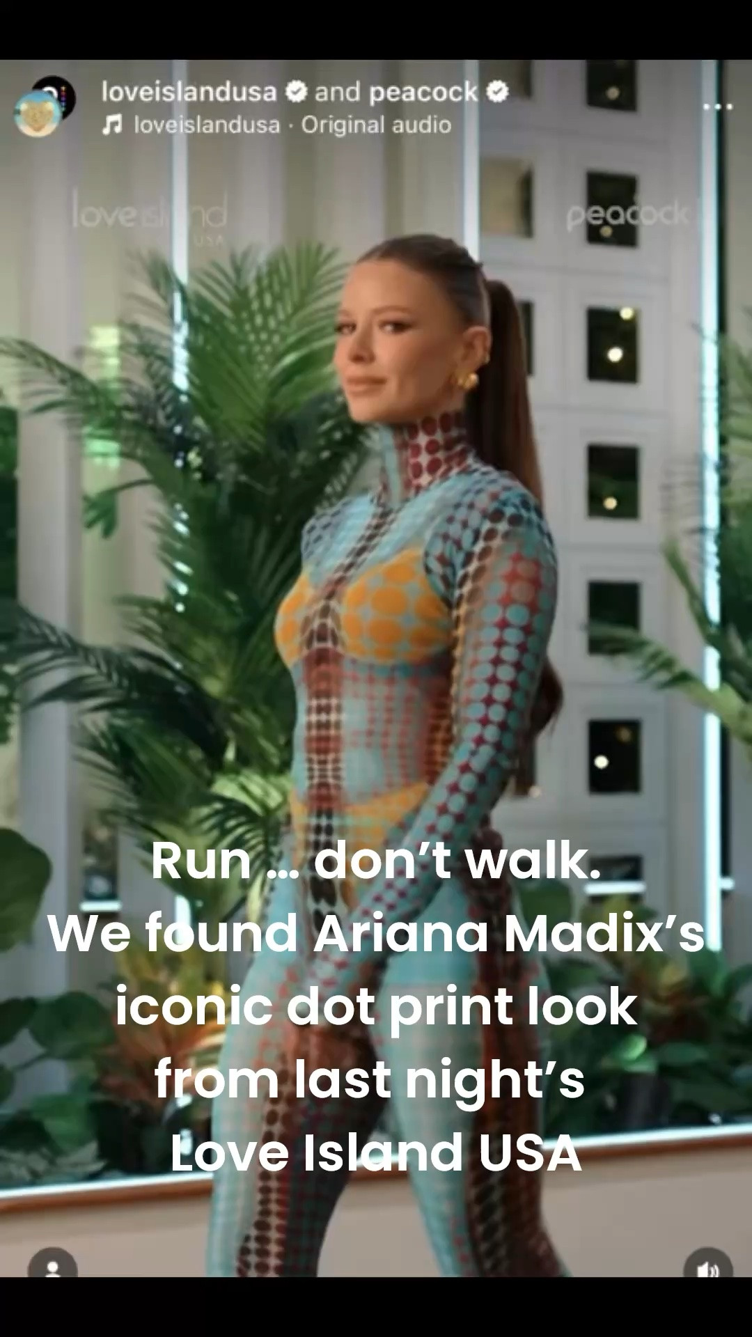 Shop Ariana Madix’s turquoise dot print top and pants from Love Island Season 8 Episode 1 along with looks for less