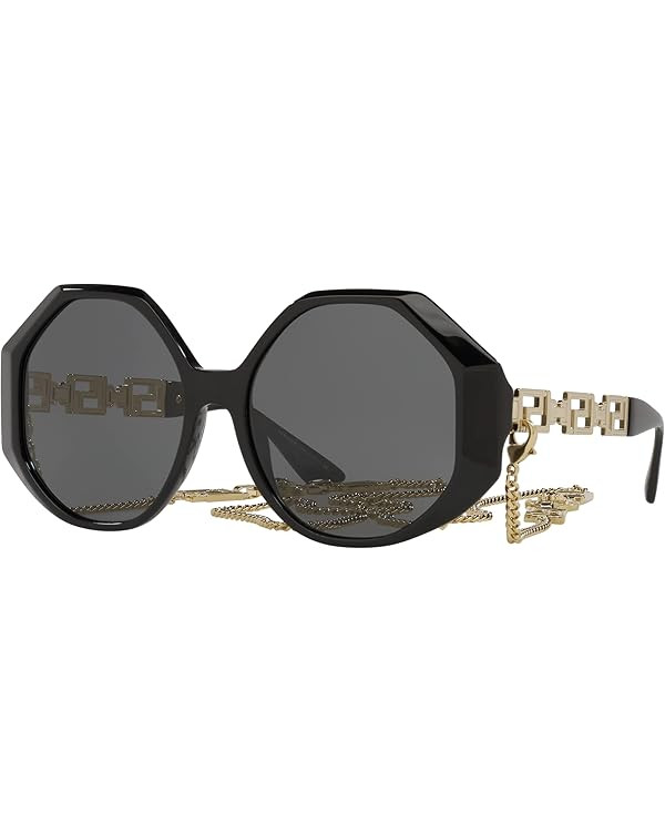 Versace VE 4395 534587 Black Plastic Square Sunglasses Grey Lens | Amazon (US)