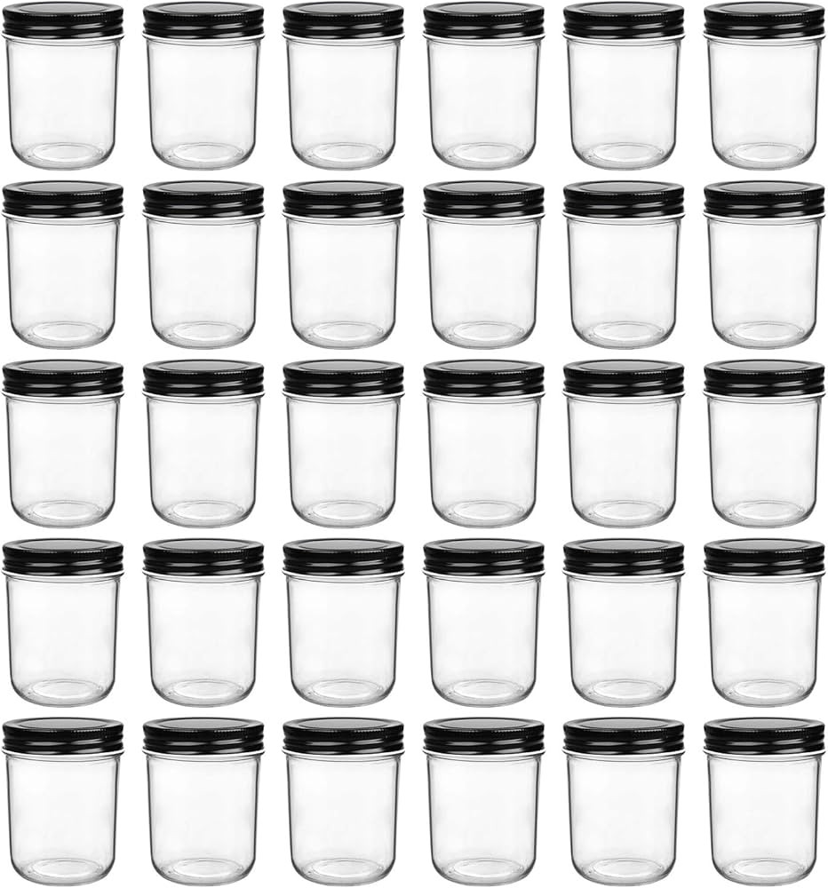 QAPPDA 6oz Glass Jars With Lids,Small Mason Jars Wide Mouth,Mini Canning Jars With Black Lids,Kit... | Amazon (US)