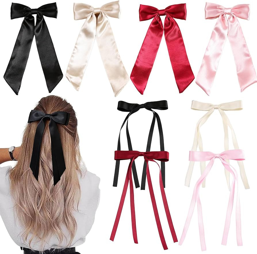 Bow Clips for Women Velvet, ELKINROVIC Mini Bow Alligator Clips Long Soft Small Ribbon Bowknot Ha... | Amazon (US)