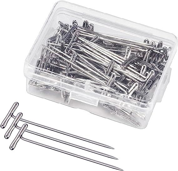 T-Pins 1 inch , 100 Pcs Stainless Steel T Pins for Wigs, T Shaped Pins Needles with Storage Box f... | Amazon (US)