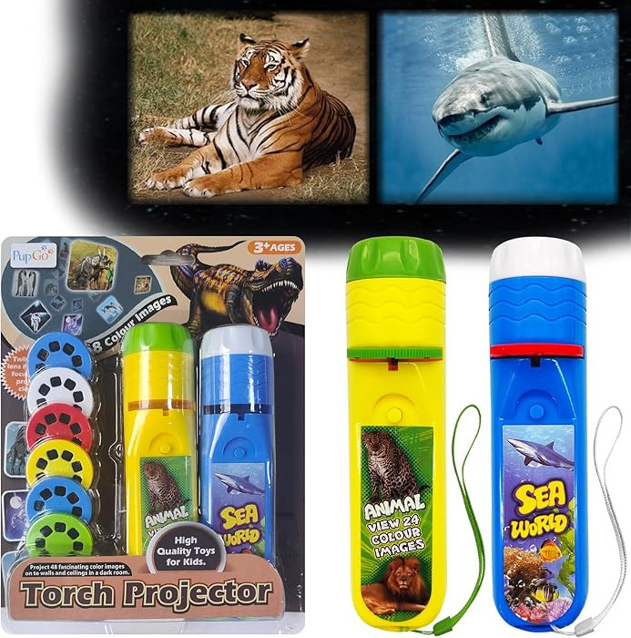 2-Pack Wild Animal & Seaworld Torch and Projector for Ages 3 4 5 6 7, Ideal Toys for Boys, Cool K... | Amazon (US)