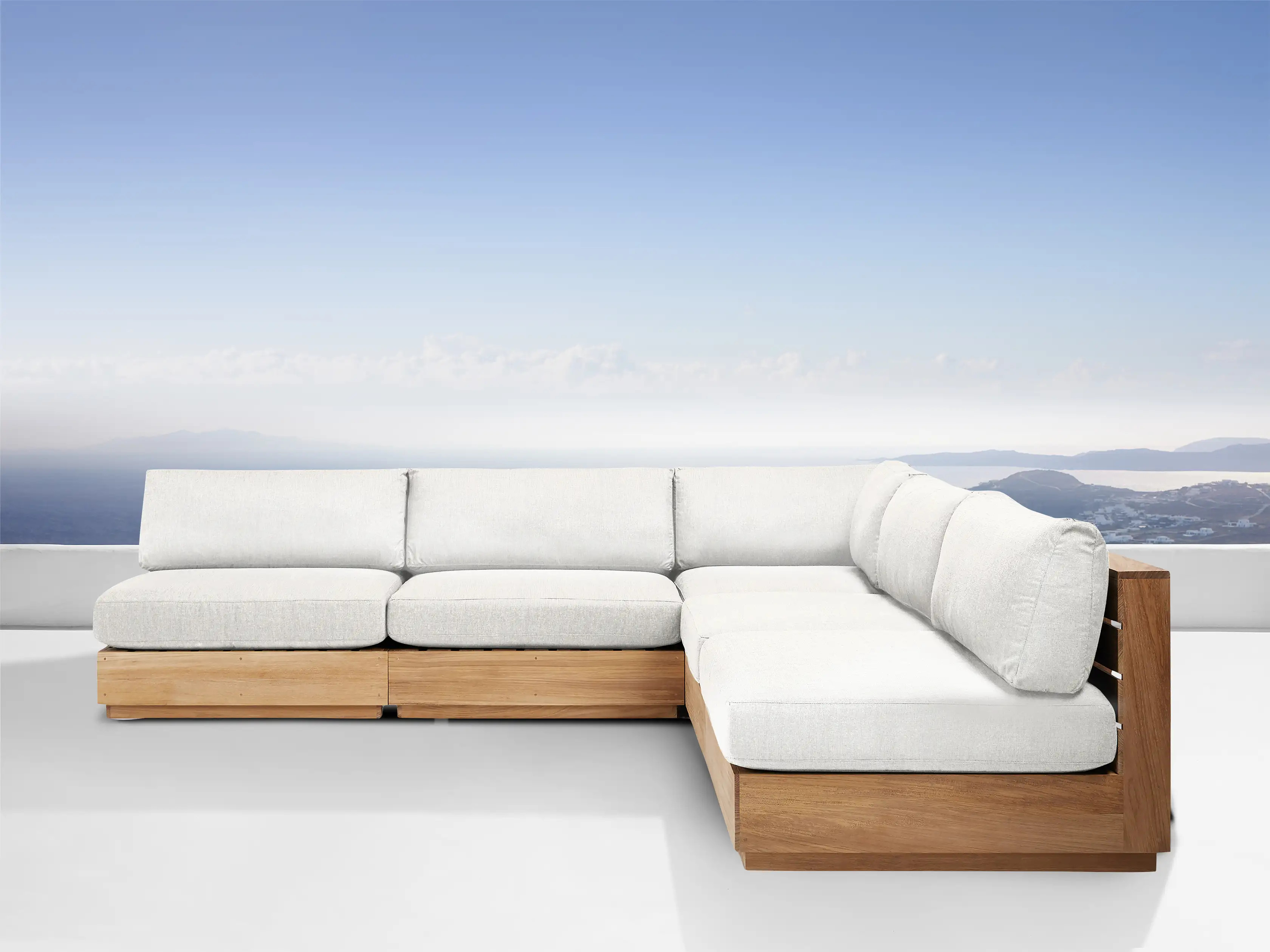 Bal Harbour Outdoor Teak Five Piece L-Shaped Sectional | Arhaus