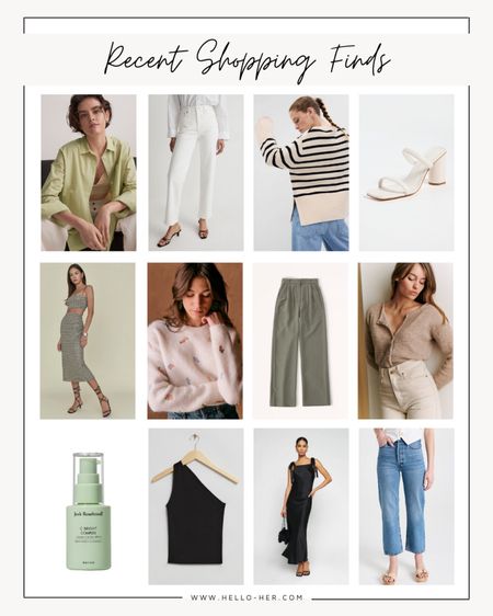 Recent shopping finds 🛒 oversized button up, white jeans, stripe sweater, sandals, two piece set, trousers, cardigan, vitamin c serum, one shoulder top, going out top, wedding guest dress, straight leg jeans

#LTKSeasonal #LTKunder100 #LTKstyletip