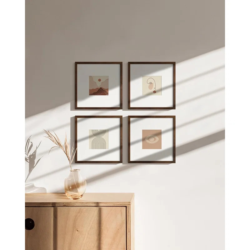 Brown Solid Wood Matte Picture Frame - Set of 4 with Mat (Set of 4) | Wayfair North America