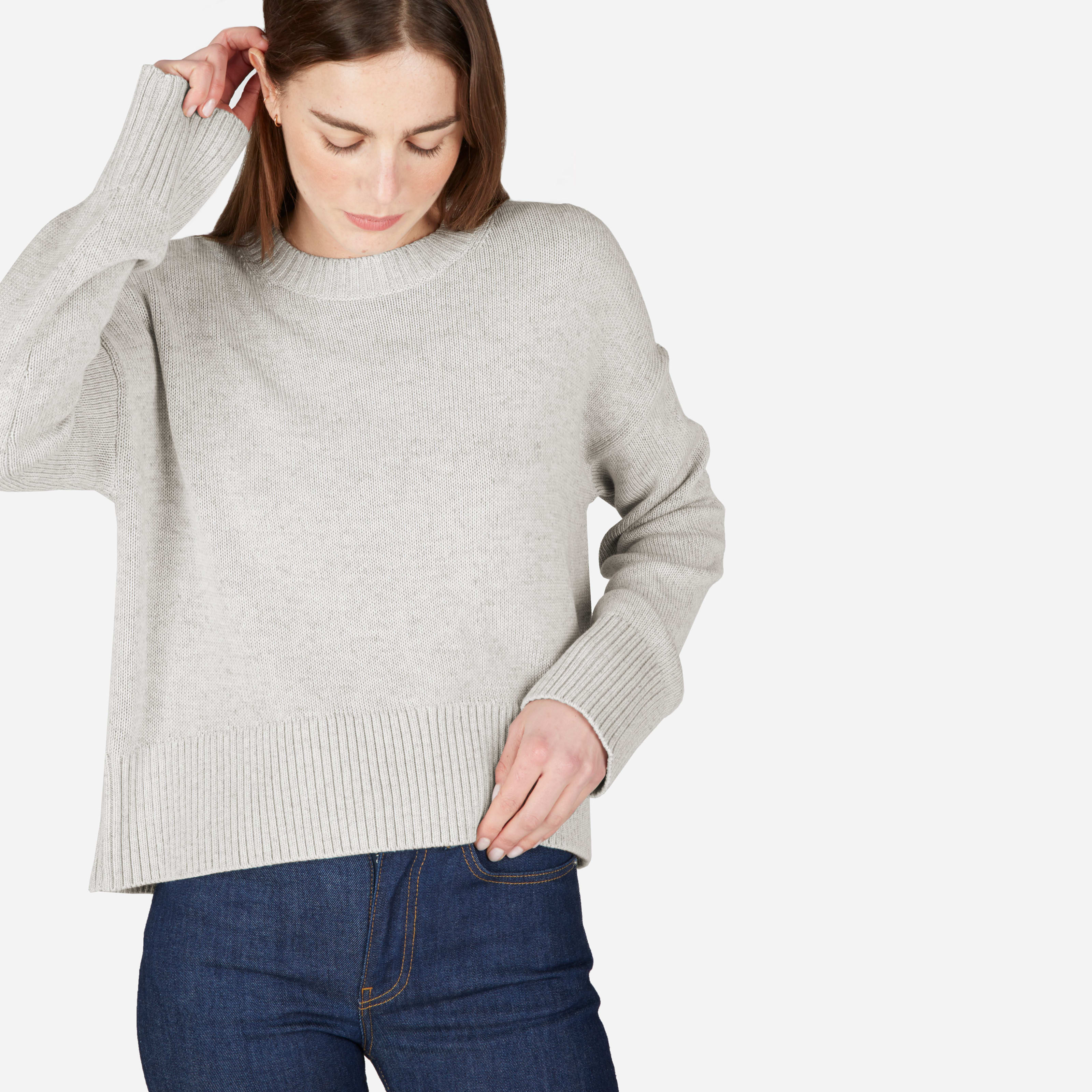 Women's Soft Cotton Square Crew Sweater by Everlane in Heather Grey, Size XL | Everlane