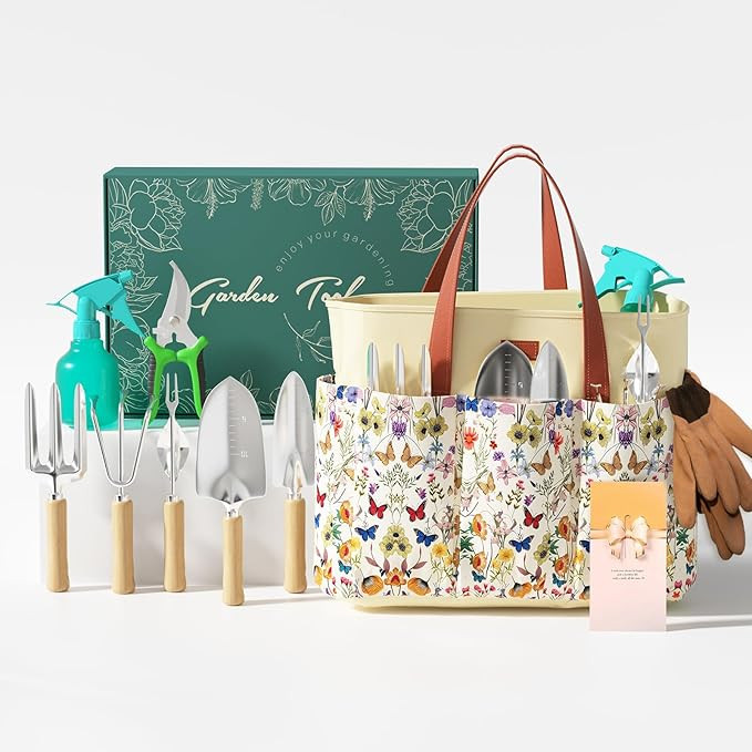 VerdantVibes 9-Piece Garden Tool Set - Heavy Duty Gardening Hand Tools with Ergonomic Non-Slip Gr... | Amazon (US)