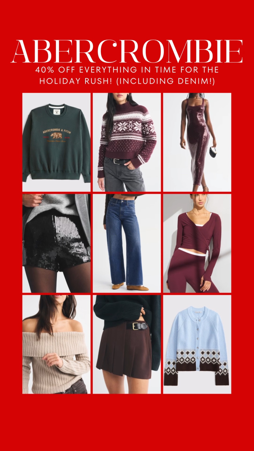 Abercrombie sale! 40% off everything in time for the holidays 

#LTKSaleAlert #LTKFindsUnder50 #LTKGiftGuide
