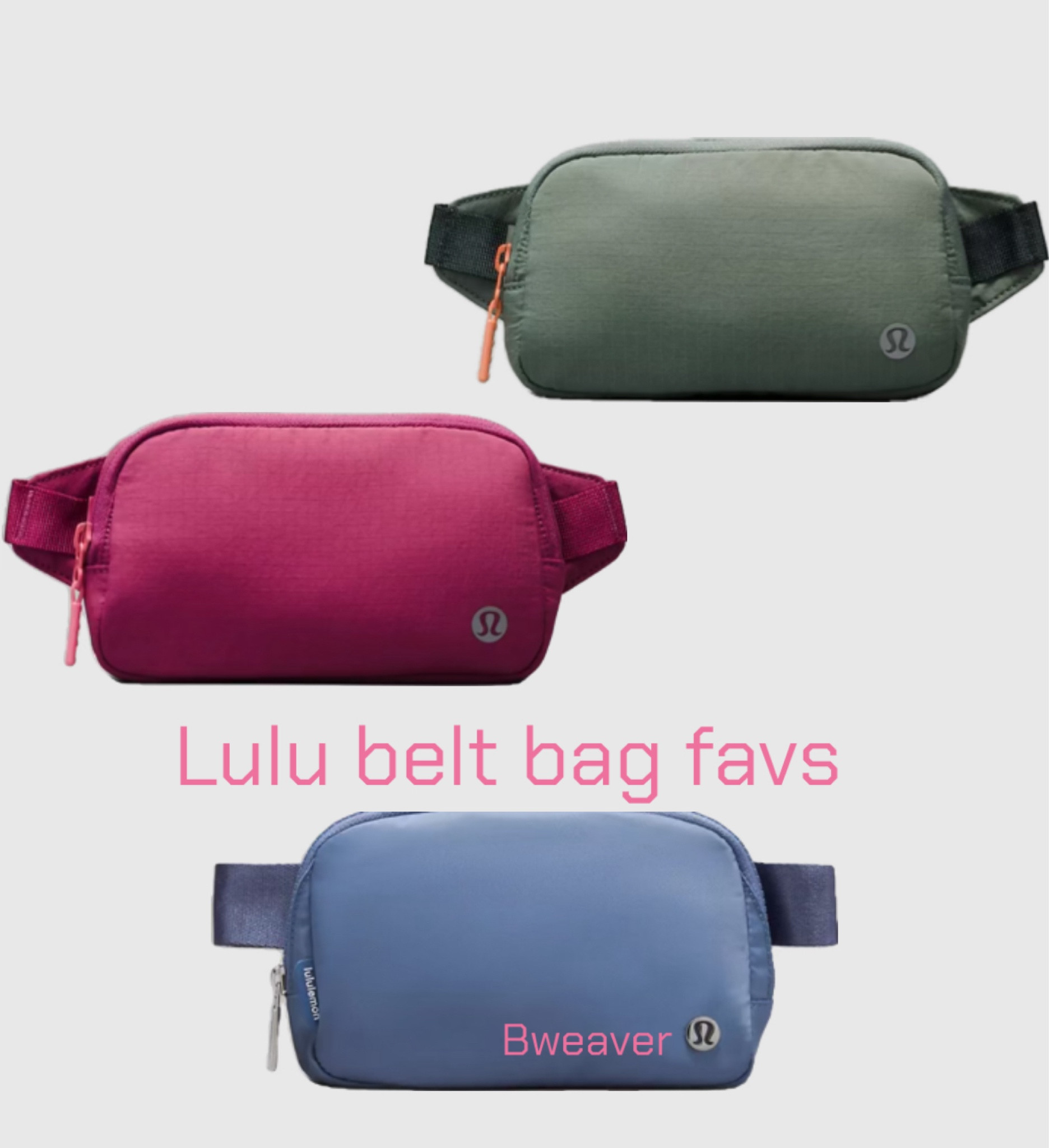 Favorite lulu belt bag colors! 

#lululemon#beltbag#green#pink#blue#summerr

#LTKfindsunder50 #LTKfitness #LTKfamily