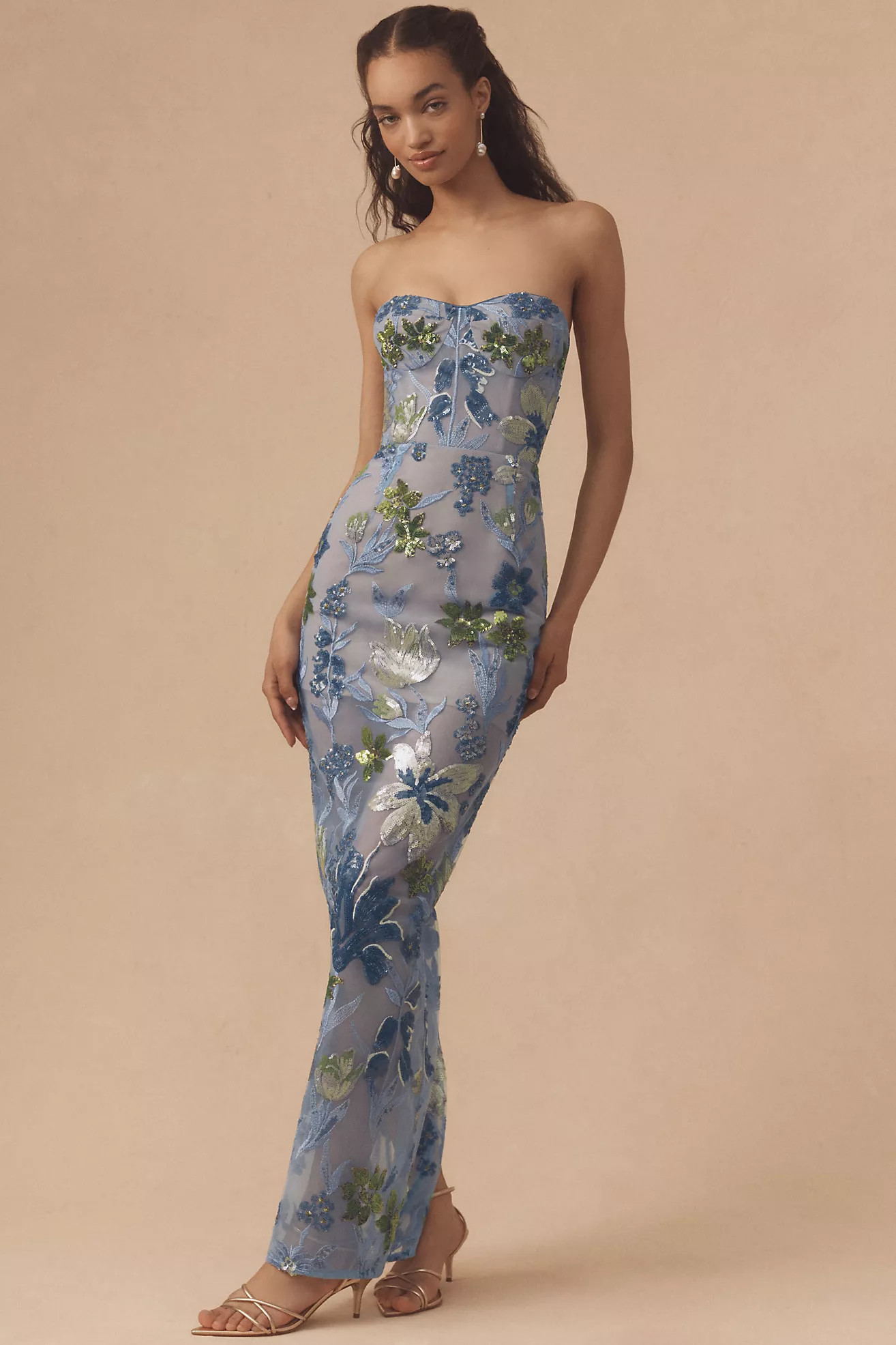 Bronx and Banco Strapless Sequin Dahlia Gown | Anthropologie (US)