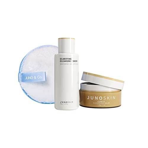 JUNO & Co. THE ULTIMATE CLEANSE Bundle: 10 Ingredients Cleansing Balm, Clarifying Cleansing Powder, and Reusable Makeup Remover Pad | Amazon (US)