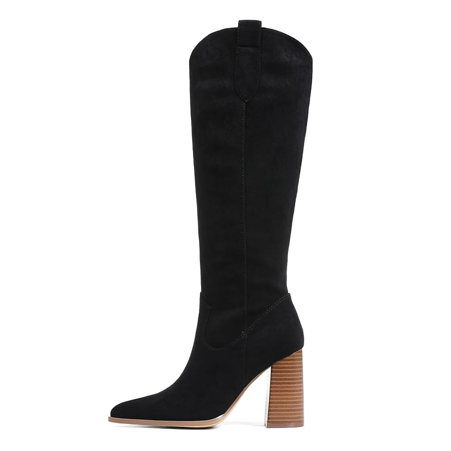 MeiLuSi Knee High Suede Boots Fall Boots for Women 2025 Pointed Toe Fall Shoes Chunky High Heel T... | Amazon (US)