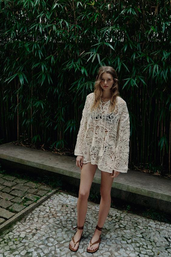 OPEN-KNIT TASSEL DRESS | Zara US