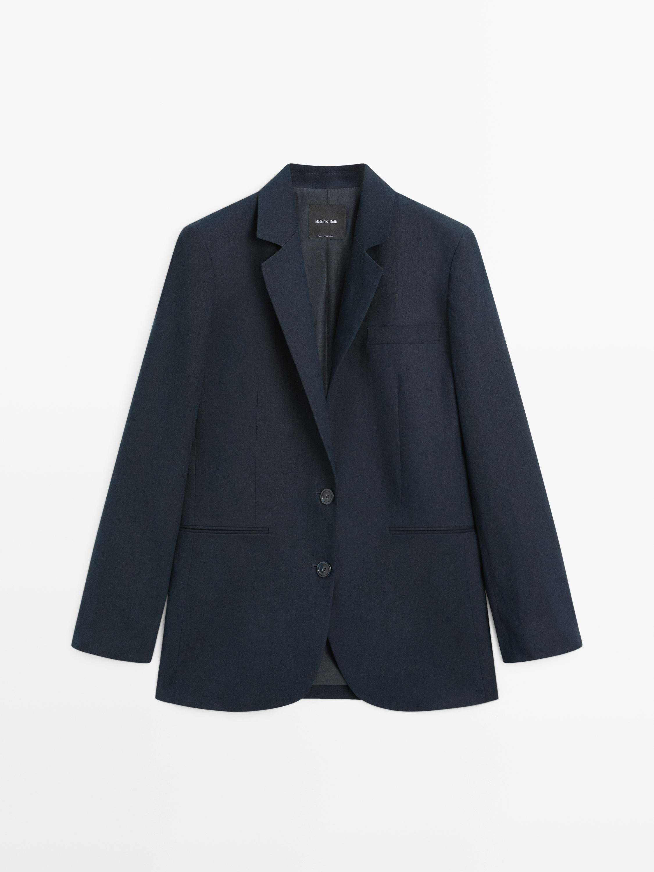 Anzugblazer mit Knoptdetail aus Leinen | Massimo Dutti DE