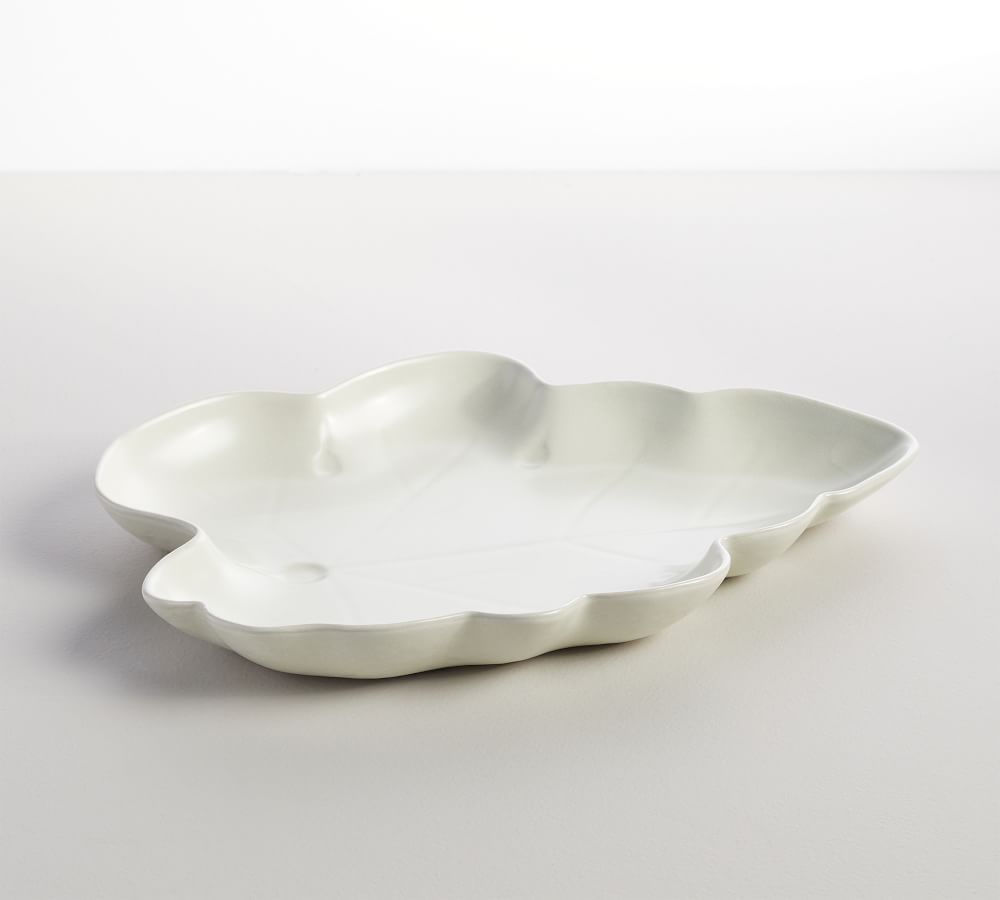 Modern Leaf Shaped Stoneware Serving Platter - Ivory | Pottery Barn (US)