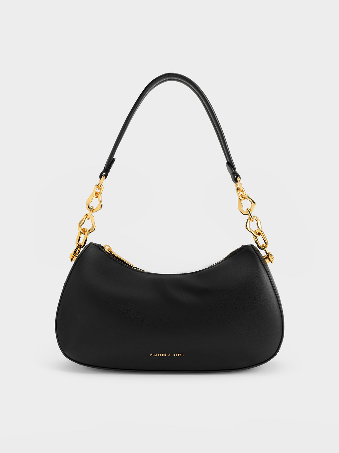 Black Moira Sculptural Shoulder Bag | CHARLES &amp; KEITH | Charles & Keith US