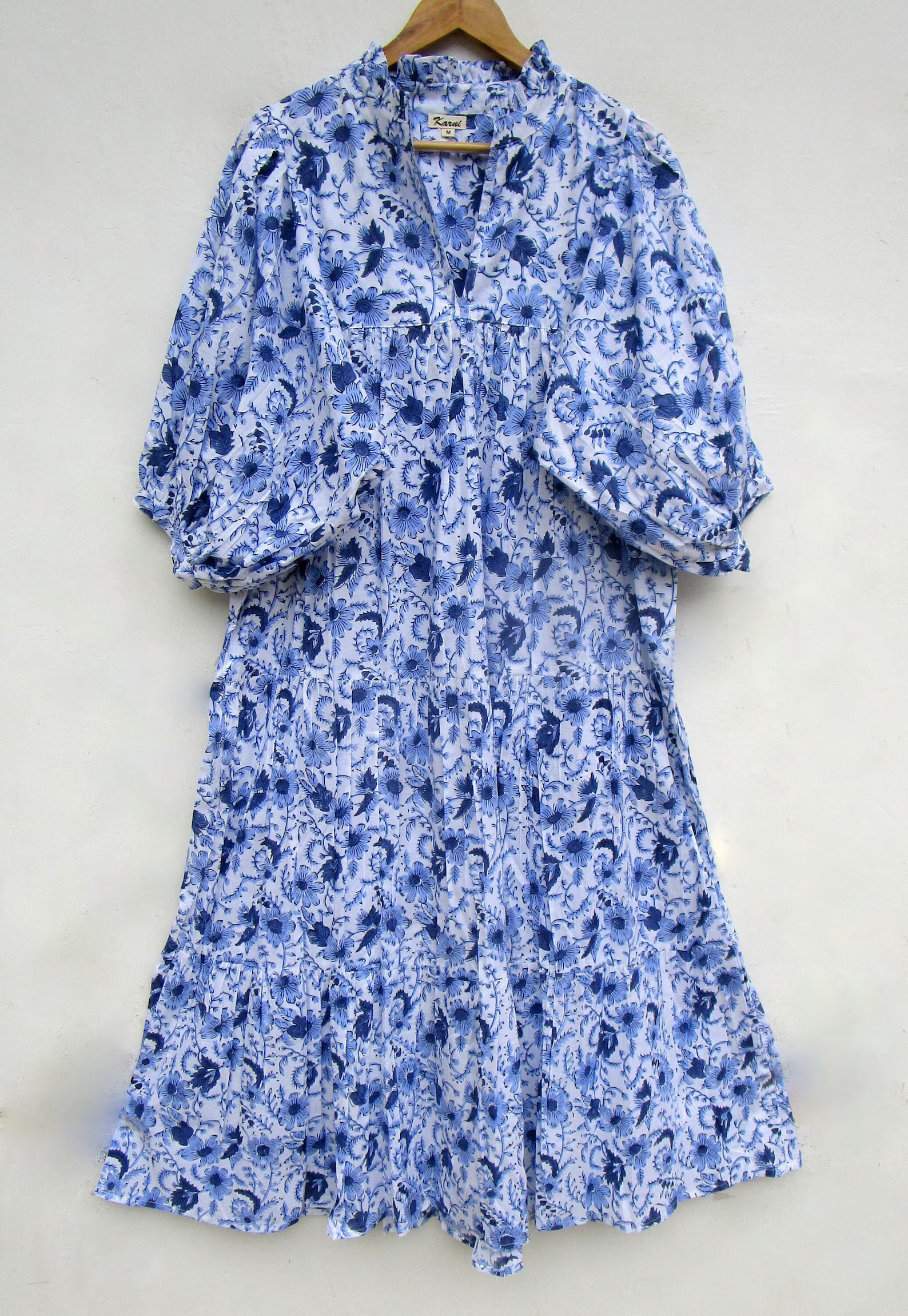 regular wear women printed maxi dress - v neckline maxi dress - 3/4th sleeve with buttons maxi dr... | Etsy (US)