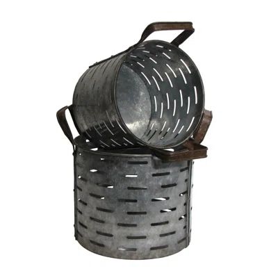 2 Piece Deep Round Metal Olive Bucket Set | Wayfair North America