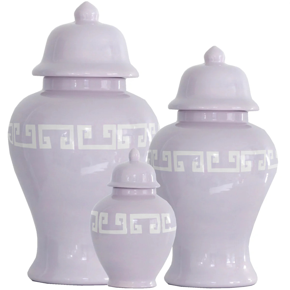 Light Lavender Greek Key Ginger Jars | Ruby Clay Company