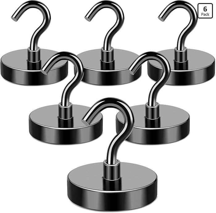 Magnetic Hooks Heavy Duty, 170LB+ Strong Black Magnets Hooks for Refrigerator, Rare Earth Neodymi... | Amazon (US)