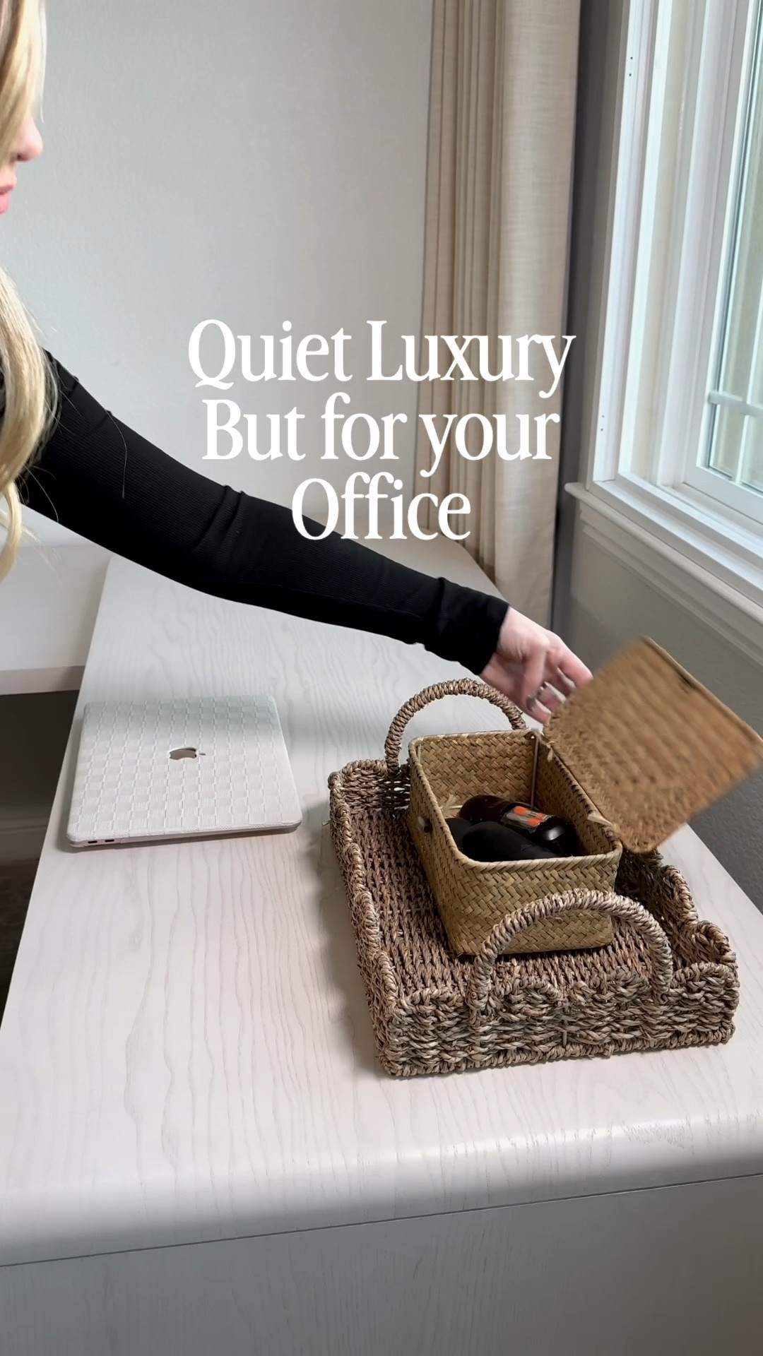 Quiet luxury but for your office, aesthetic office decor and organization. Mac laptop cover case, scalloped storage baskets, laptop stand. 

#LTKHome #LTKdayinmylife #LTKSaleAlert