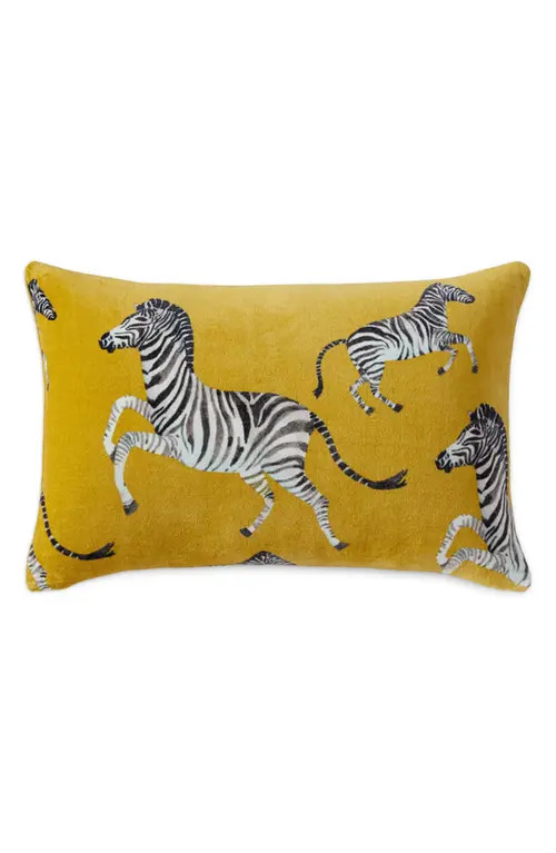 Sunday Citizen Velvet Watercolor Zebra Small Lumbar Pillow in Gold at Nordstrom | Nordstrom