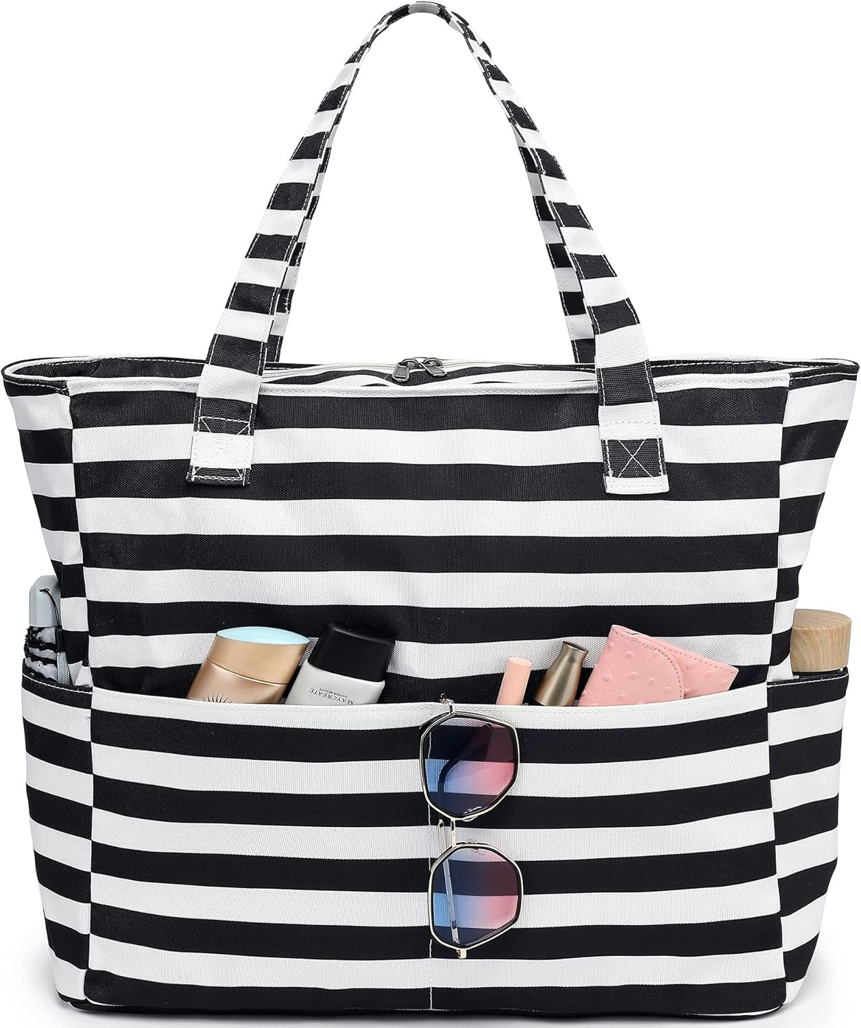 LEDAOU Beach Bag Waterproof Sandproof Women Tote Bag Pool Bag with Zipper for Gym Grocery Travel ... | Amazon (US)