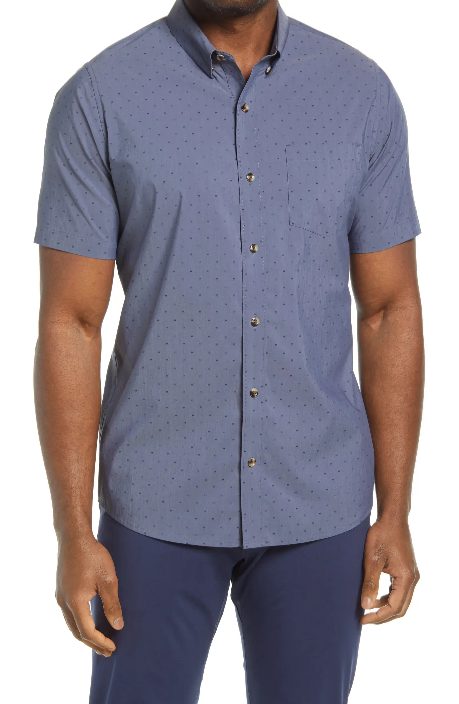TravisMathew Fanfare Neat Short Sleeve Stretch Button-Up Shirt | Nordstrom | Nordstrom