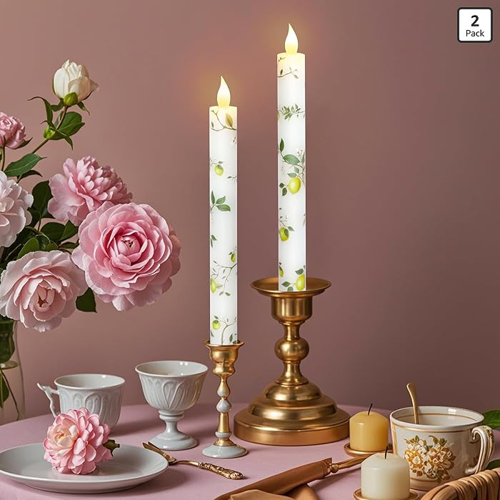 MELTONE Lemon Flameless Taper Candles with Remote and Timer Flickering Flame Battery Operated Tap... | Amazon (US)