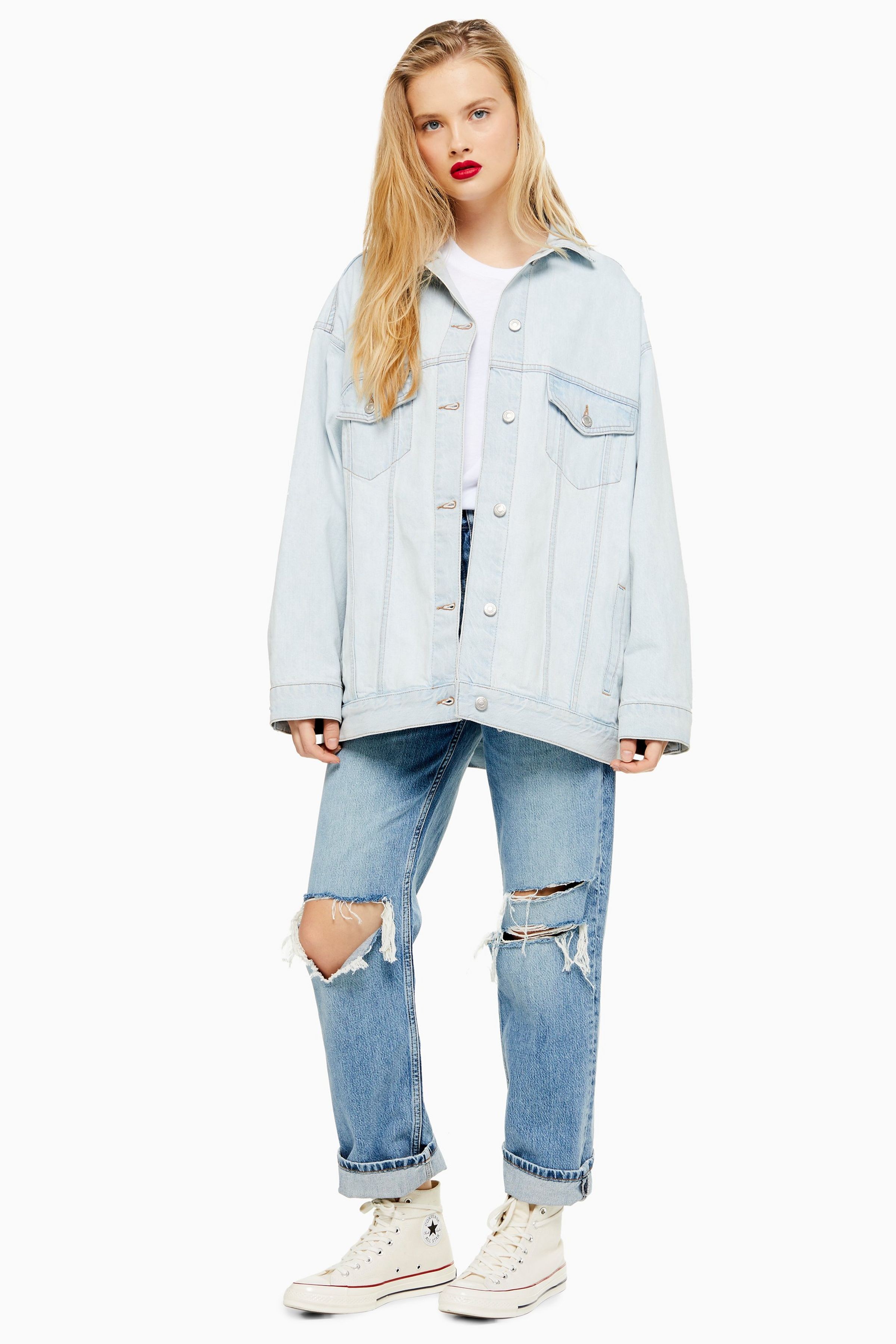 Bleach Wash Dad Oversized Denim Jacket | Topshop UK