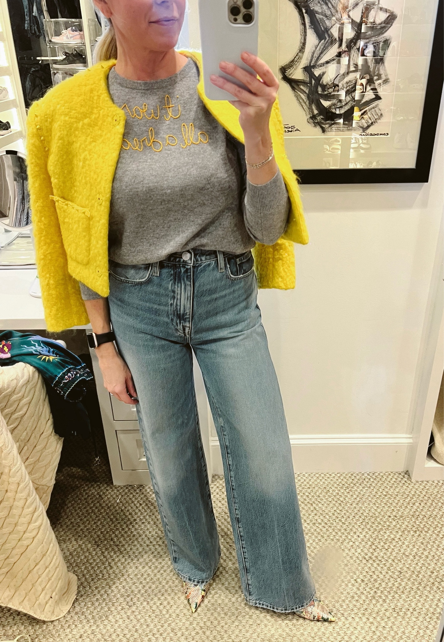 Favorite new jeans!!  Le Jane wide from Frame.  I personally think the Le Jane style from Frame is one of the most universally flattering jeans I’ve seen recently!  This is the wide leg version, and it’s definitely worth a try.  Denim is non-stretch and super high quality!  When ordering denim online, always order a couple sizes.  This particular pair runs slightly big, so try your normal size and one size down!  

#LTKstyletip