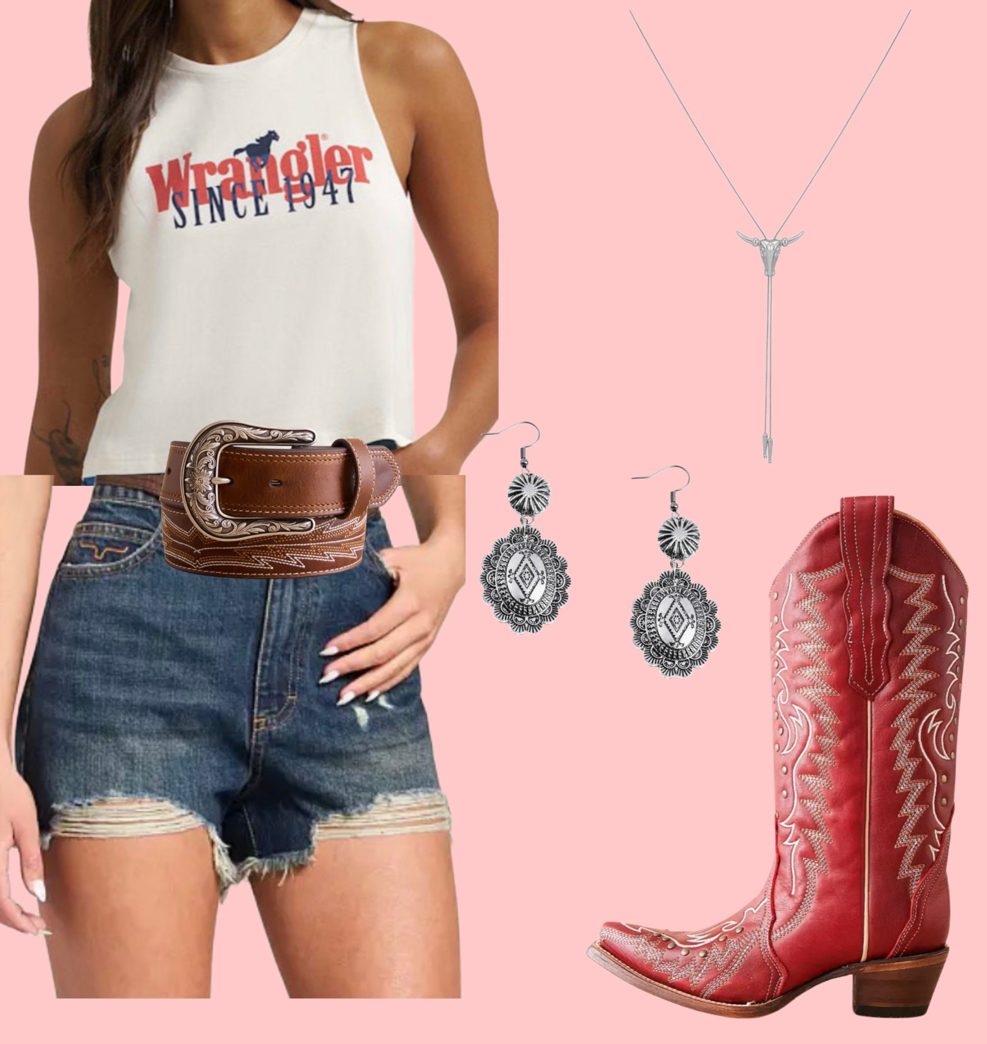 Red western boot outfit inspo! Styled in a casual way with denim shorts and wrangler top ❤️

#LTKFestival #LTKootd #LTKSeasonal
