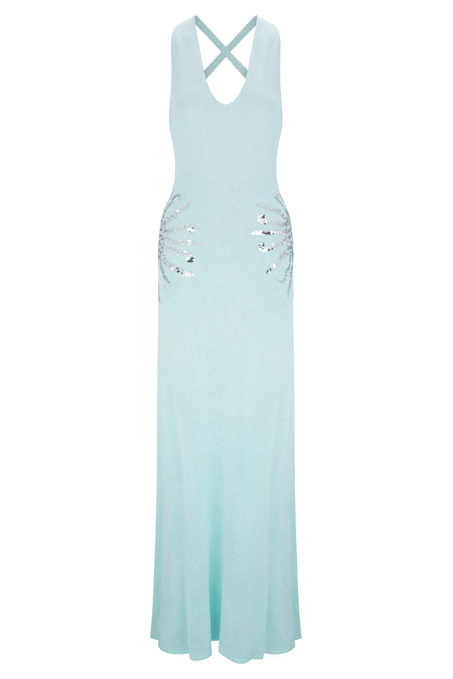 Ellington Knit Maxi Dress With Sequin - Lagoon | MESHKI US
