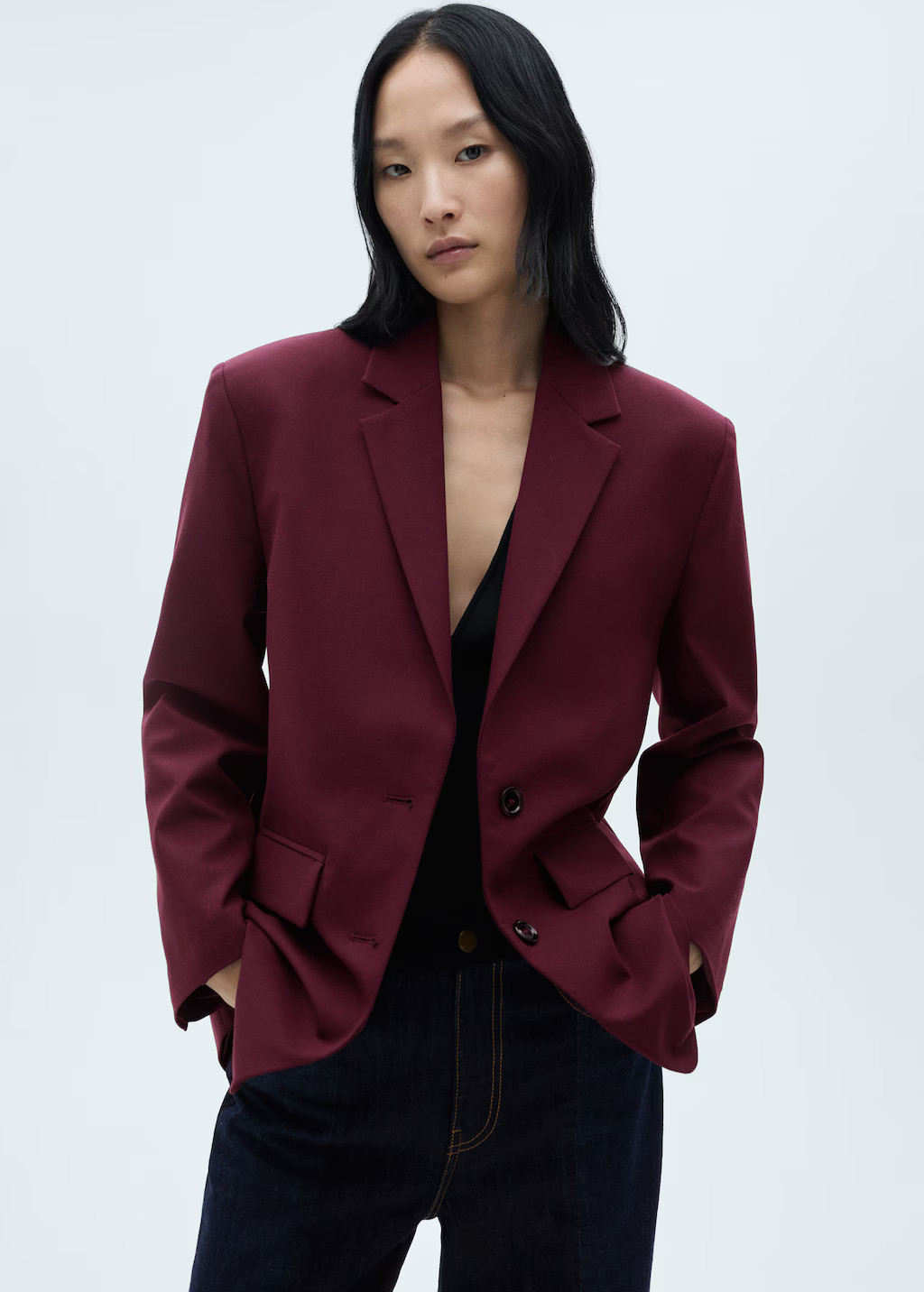 Wool jacket with pronounced shoulders - Women | MANGO USA | Mango (US/MX/AU)