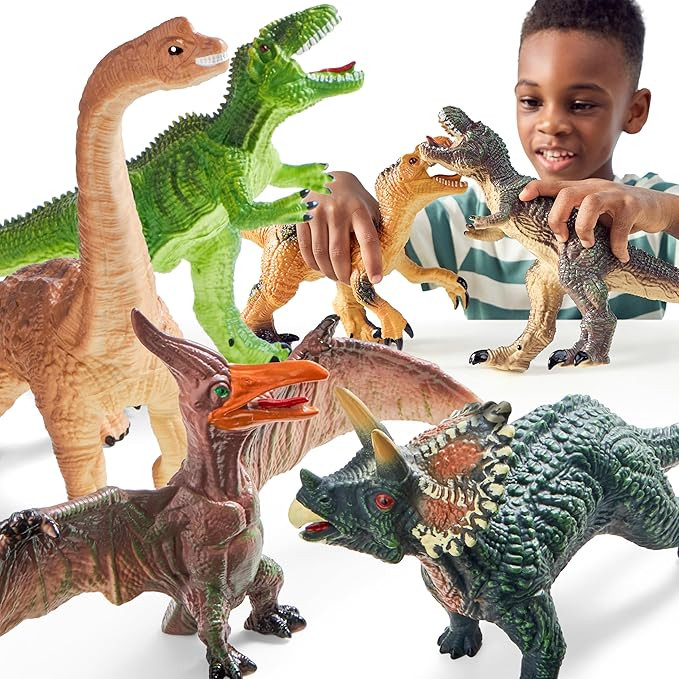JOYIN Big Dinosaur Toys for Toddlers, 6 Piece Large Soft Dinosaur Figures with an Educational Boo... | Amazon (US)