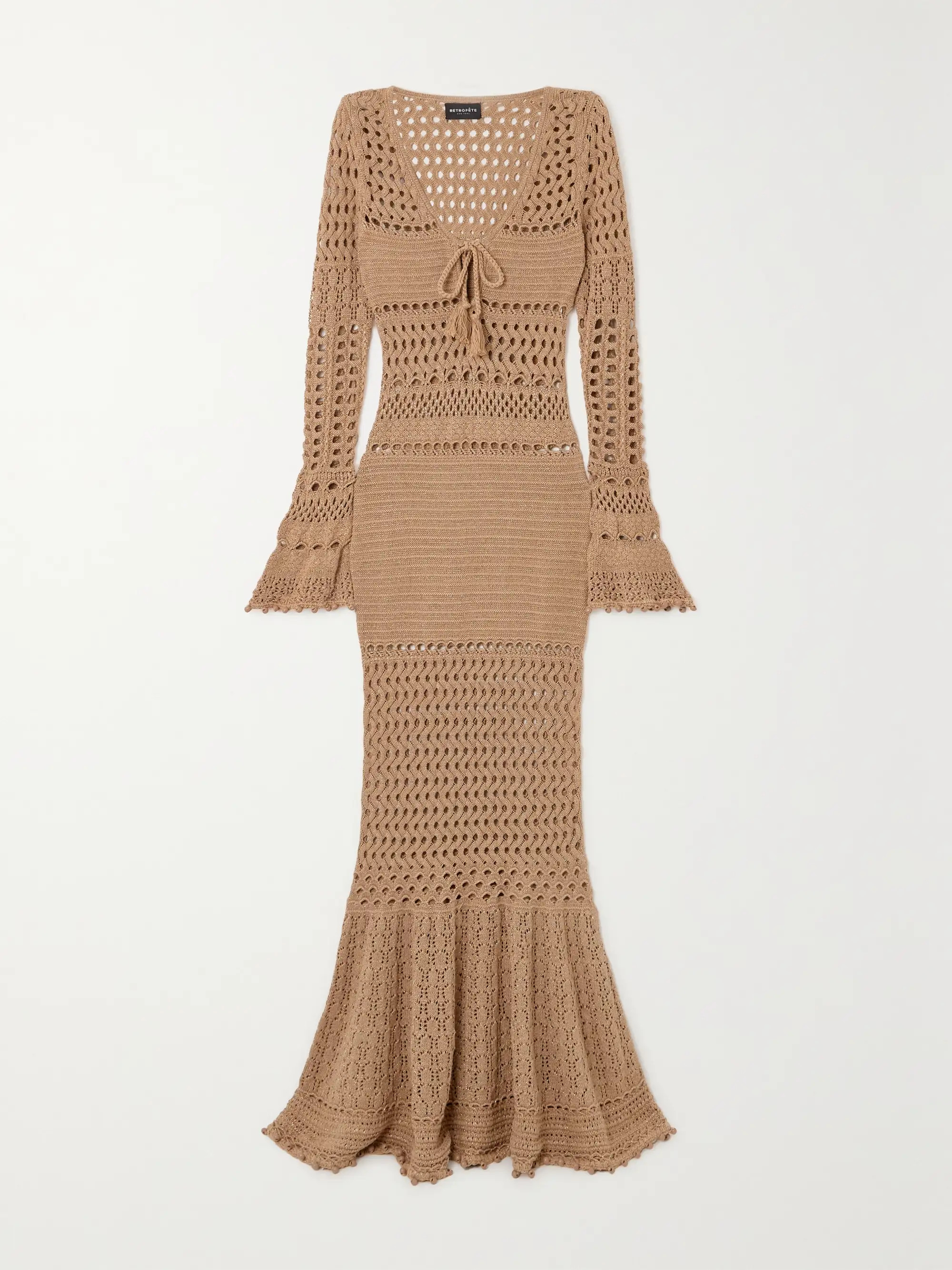 Sereno metallic crocheted cotton-blend maxi dress | NET-A-PORTER (UK & EU)