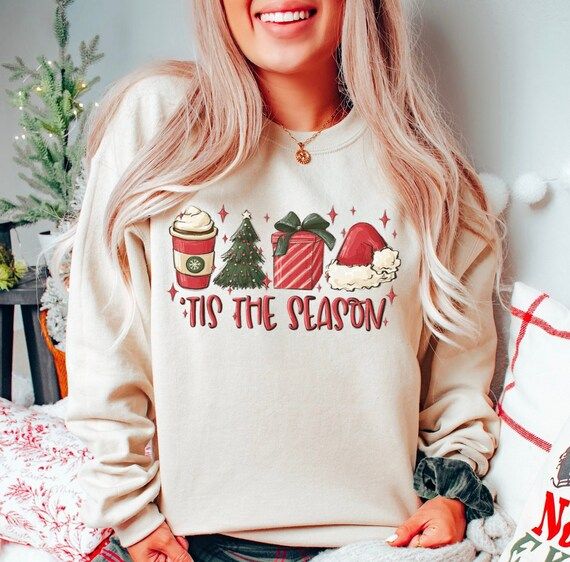 Tis the Season Christmas Shirt Coffee Santa Christmas Tree - Etsy | Etsy (US)