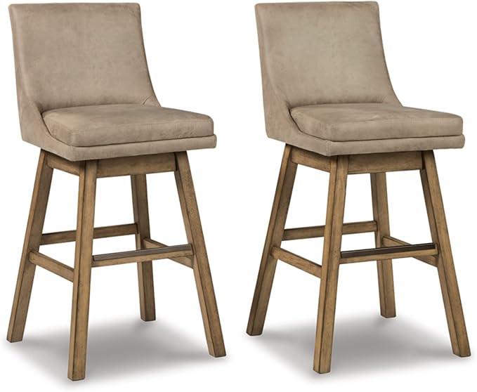 Signature Design by Ashley Tallenger 30" Upholstered Pub Height Bar Stool, 2 Count, Beige | Amazon (US)