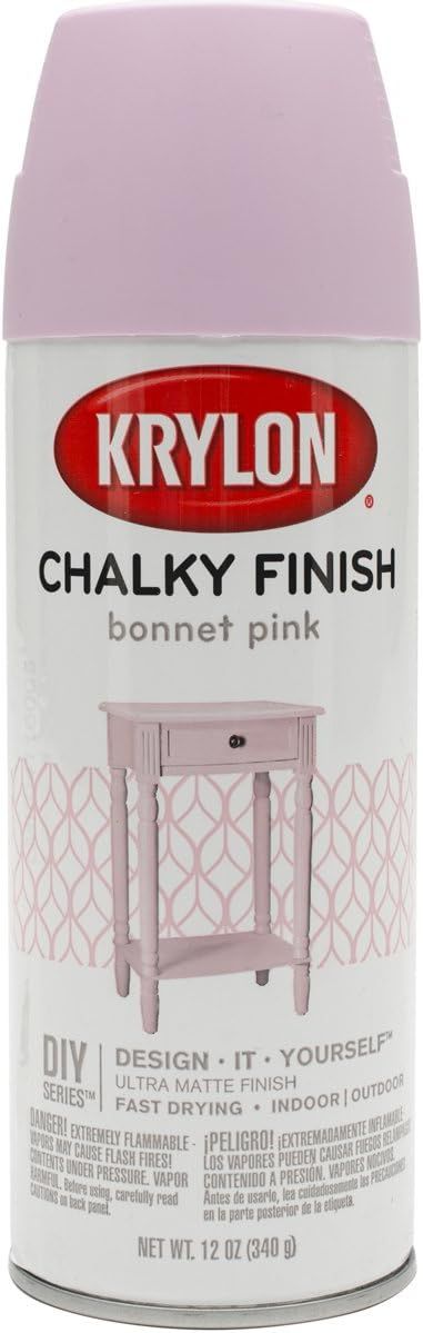 Krylon K04116000, Bonnet Pink, K04116007 Chalky Finish Spray Paint, 12 Ounce, Aerosol | Amazon (US)