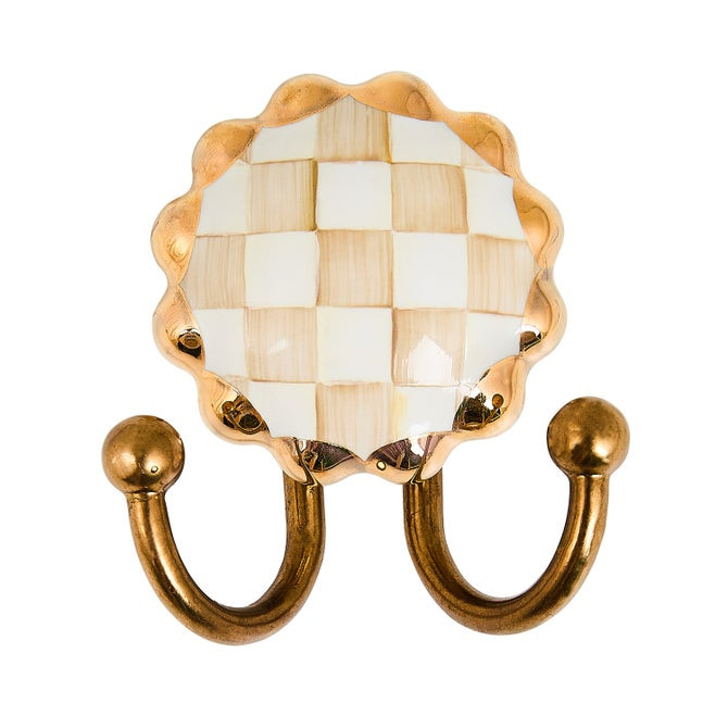 Mocha Check Round Hook | MacKenzie-Childs