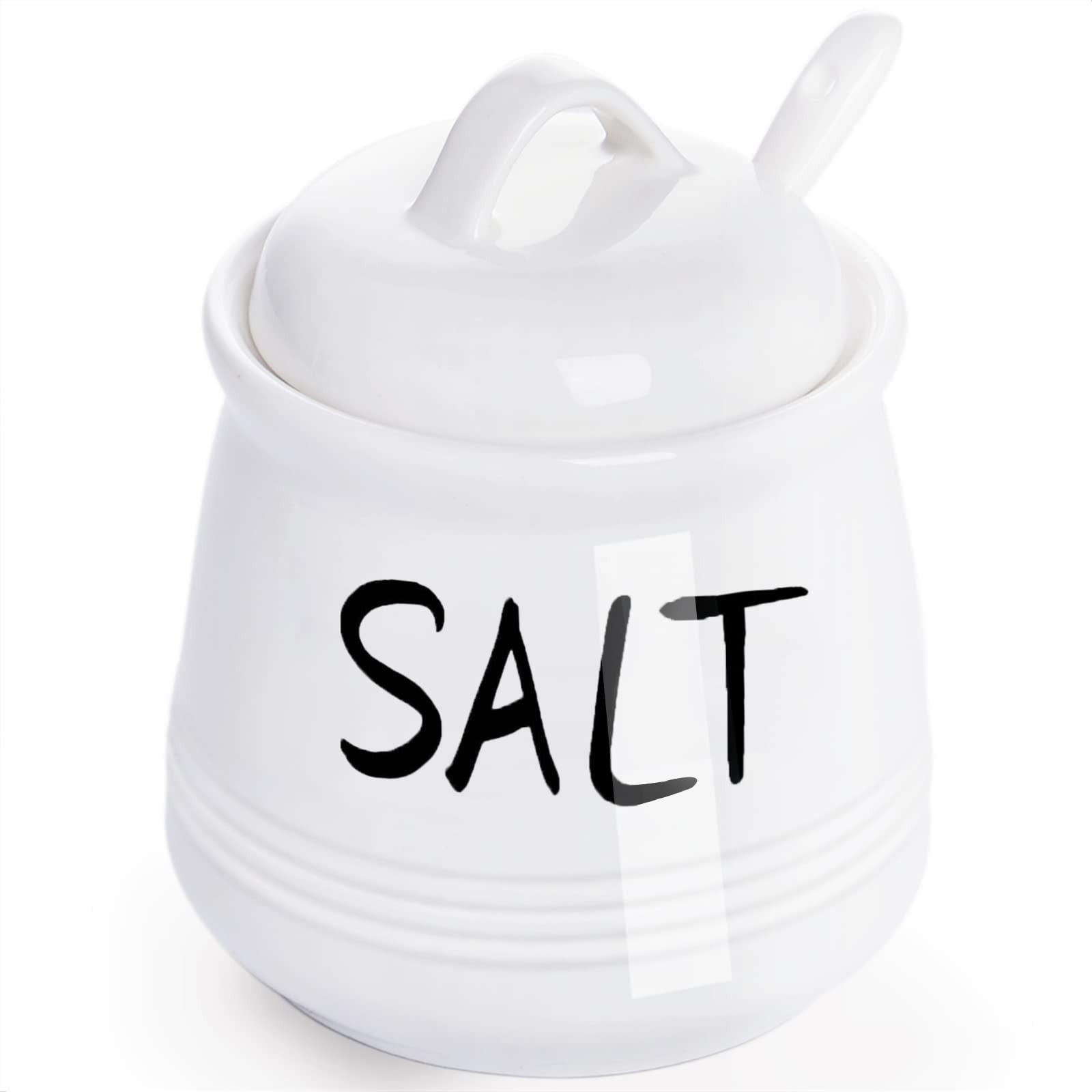 HAOTOP Salt Bowls with Lid and Spoon -12 oz Ceramic Salt Cellar, Salt Containers, Spice Box for C... | Amazon (US)