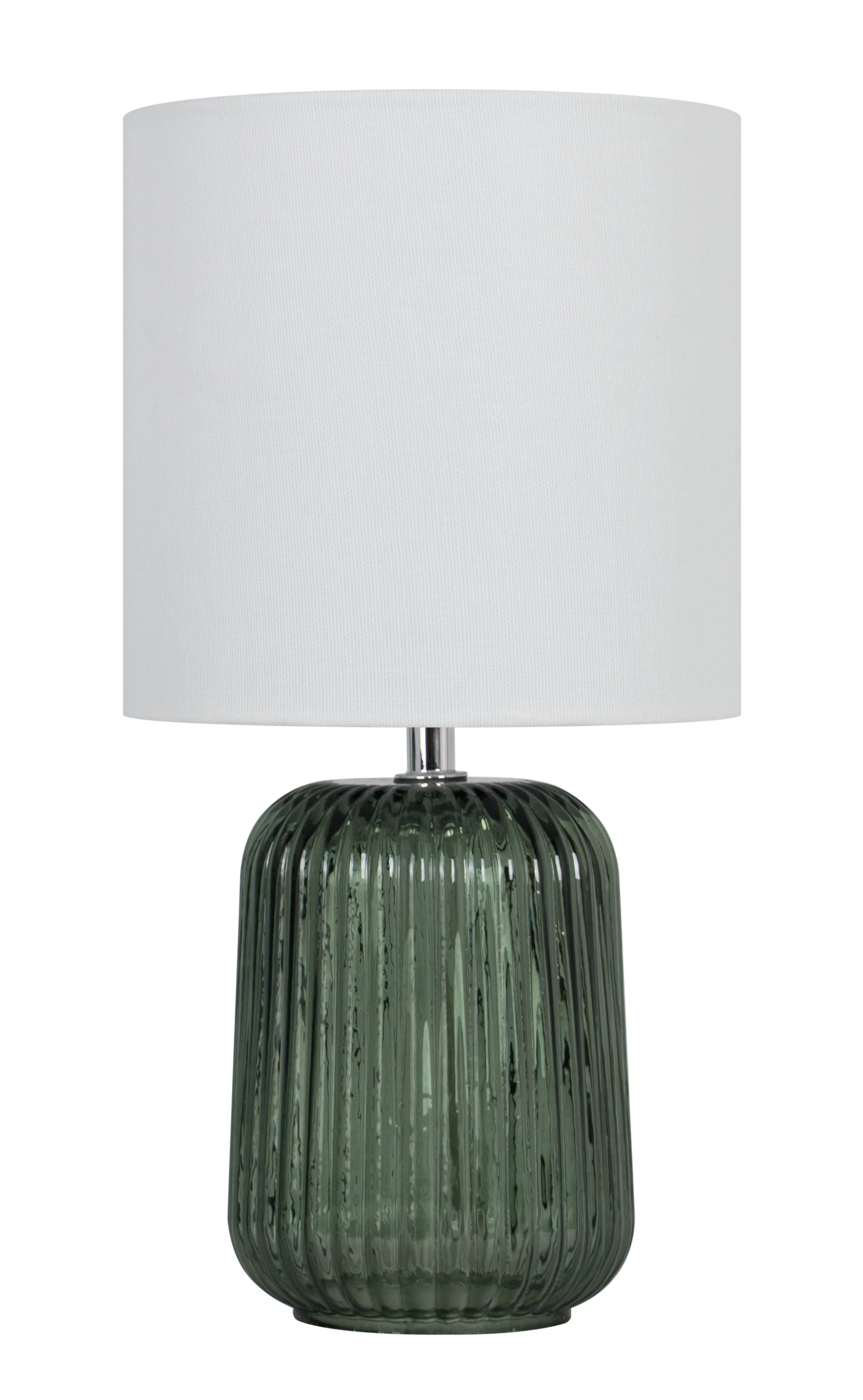 Mainstays Green Glass Table Lamp with White Linen Shade, 12.75 Inch | Walmart (US)